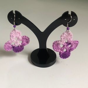 New Crochet Flower Dangle Earrings handmade